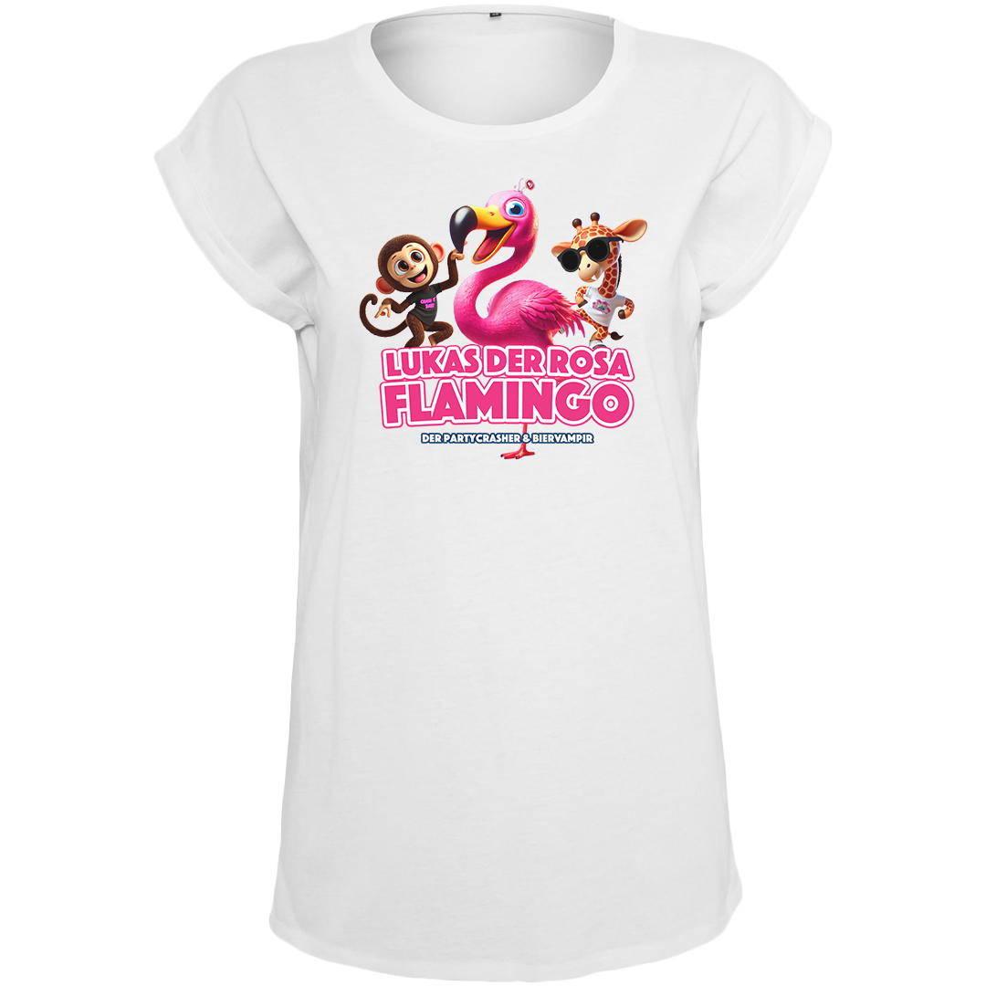 Partycrasher & Biervampir - Lukas der Rosa Flamingo - Girl Extendend Shirt [white]